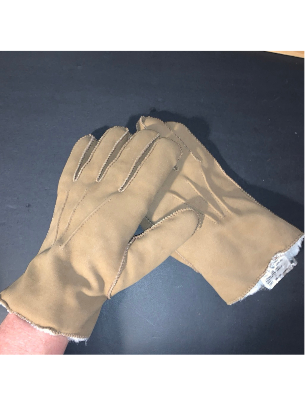 Women's Unbranded Tan & White Faux Suede Gloves large